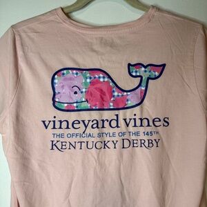 Vineyard Vines 145th Kentucky Derby Pink T-Shirt Horse Racing Whale Logo